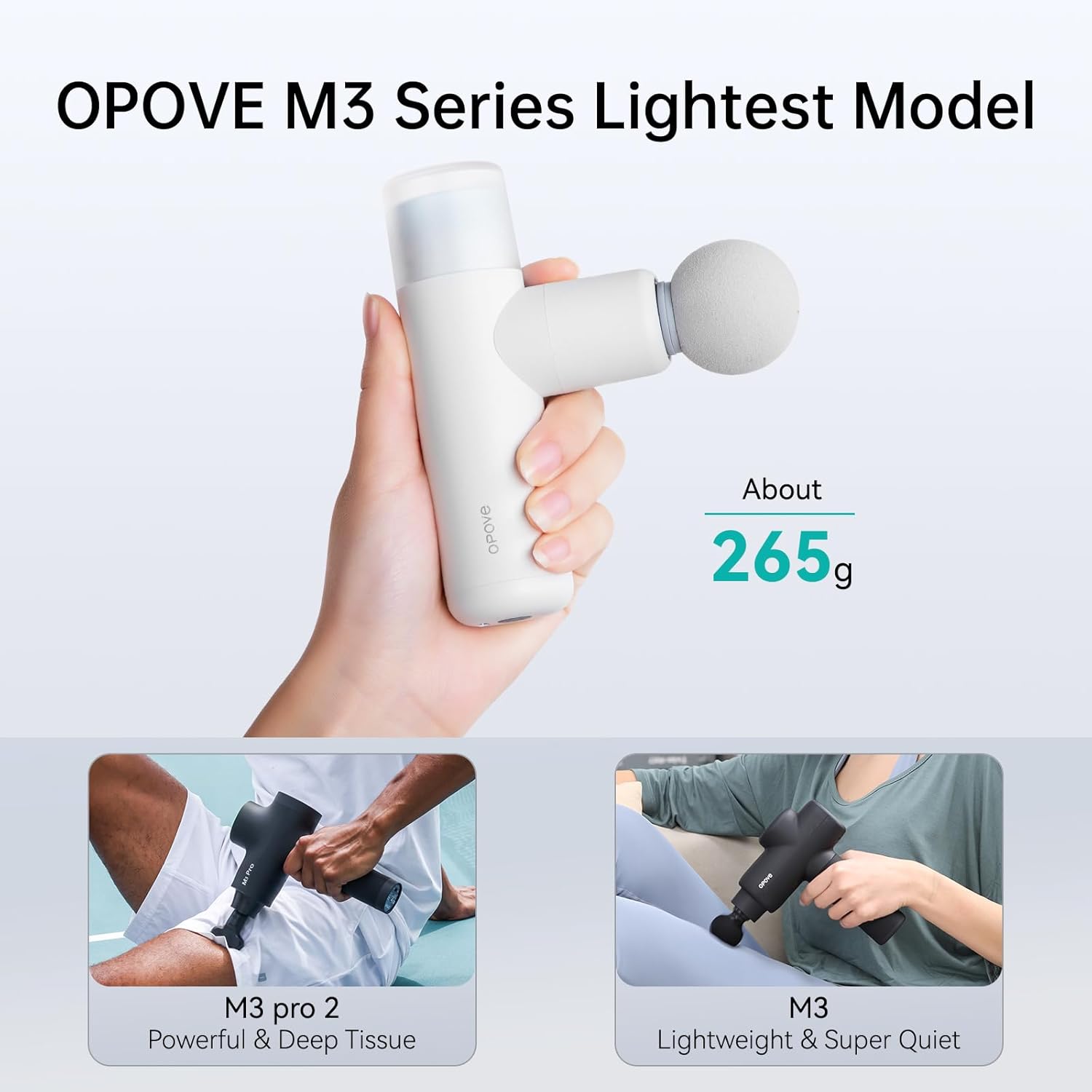 Opove M3 Mini Massage Gun for Back Pain Relief, with Facial Mode, 7mm Amplitude, 4 Vibration Levels Ultralight Portable and Rechargeable Fascia Gun Active Recovery Women Presents - Image 2