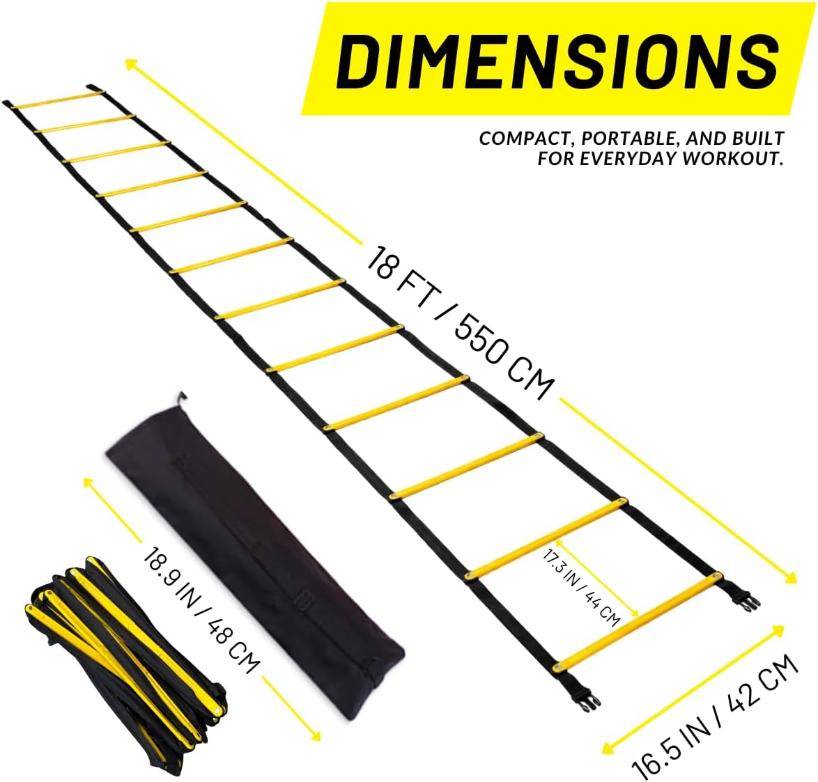 SOFTSOUL Tangle Free Agility Ladder, 12 Fixed Rungs, Heavy Duty Speed & Footwork Training Ladder for Football Soccer Basketball Drills, Portable Exercise Ladder for Kids, Youth & Adults - Image 5