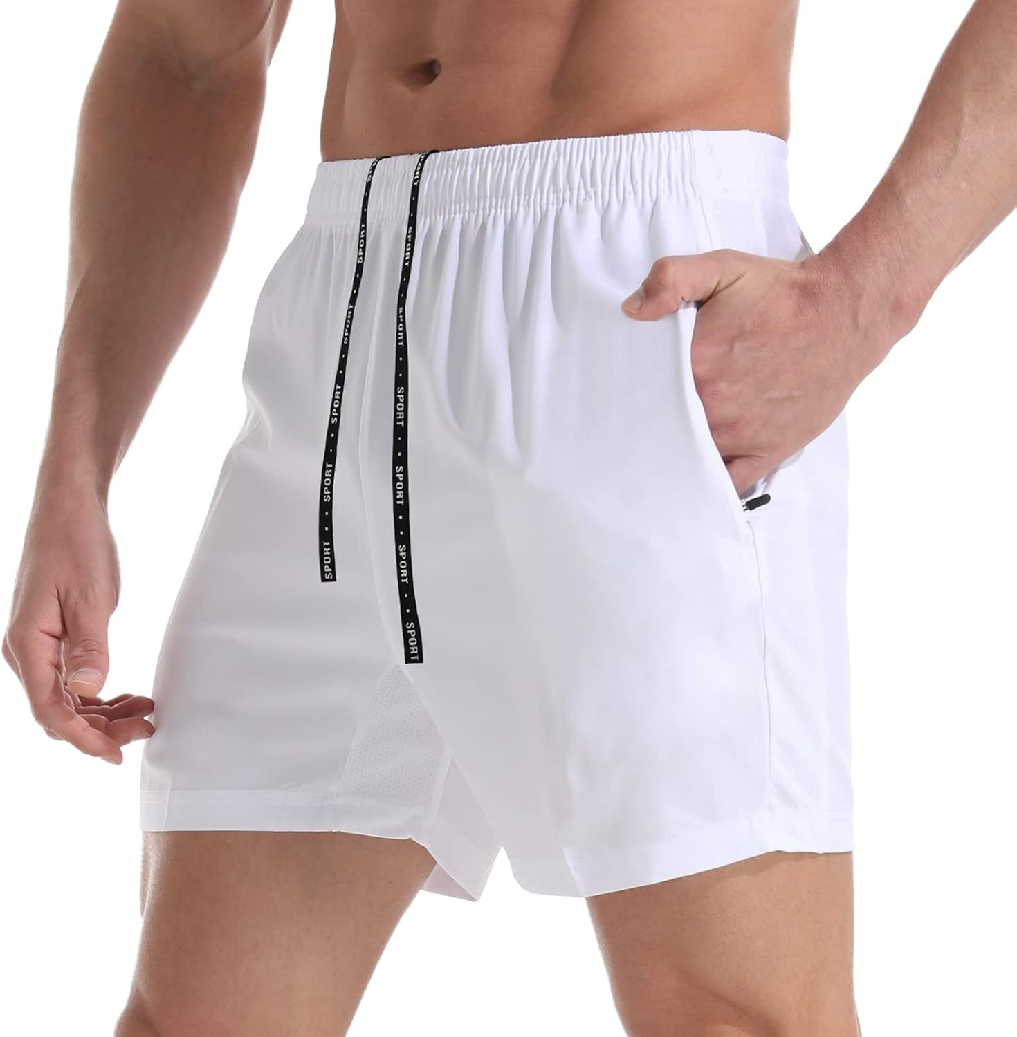 VPOS Gym Shorts for Men 5 Inch - Lightweight Mens Athletic Shorts Quick Dry Workout Running Shorts with Zipper Pockets
