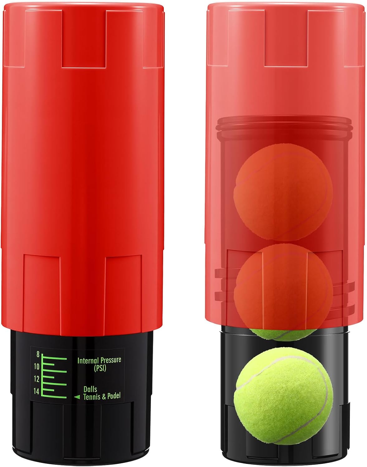 Soulchen Tennis Ball Pressurizer - Tennis Ball Storage Canister Holds 3 Balls Under 14 Psi Pressure, Reusable Stuff for Bounce Retention, Lightweight & Durable