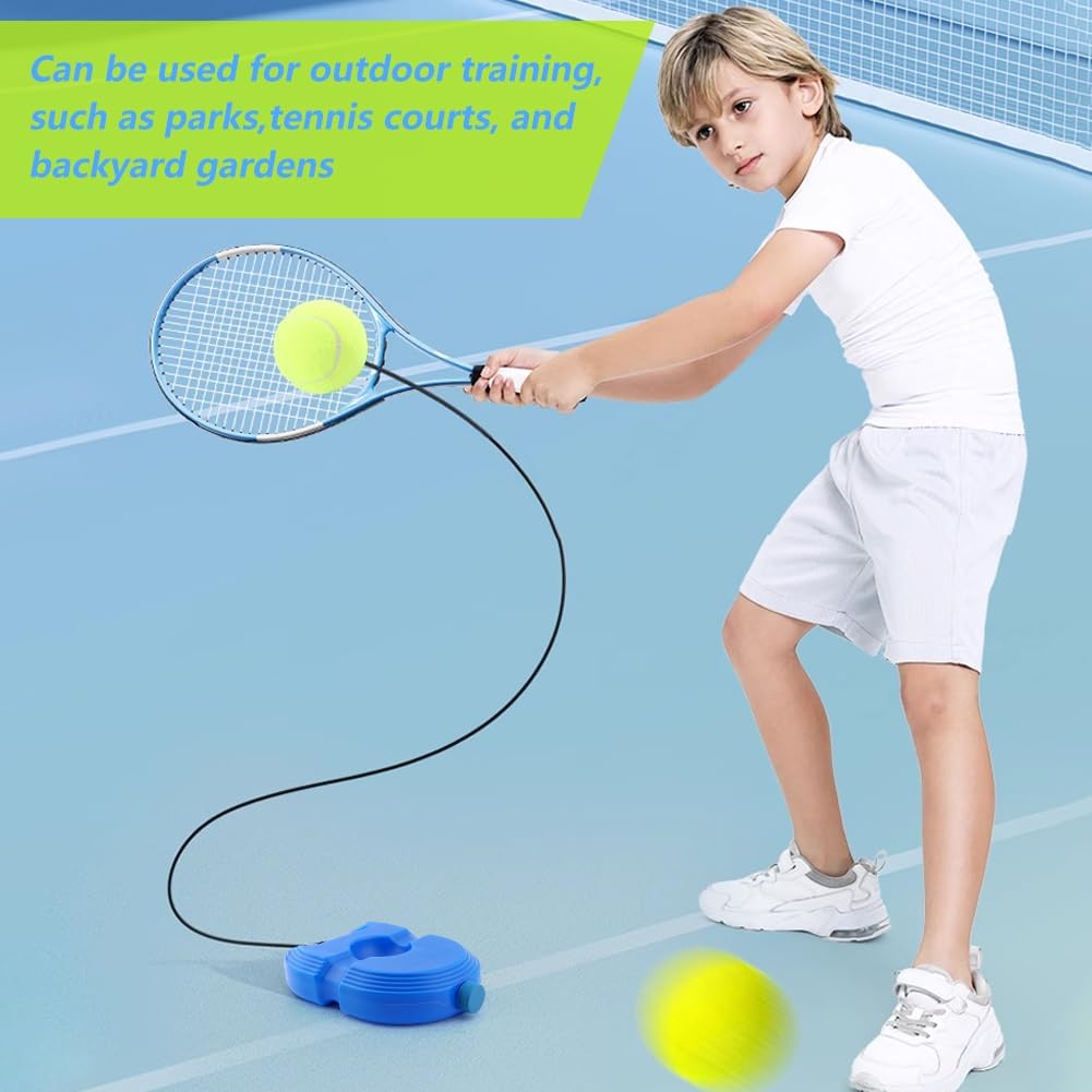 Tennis Trainer with Rebound Ball, Portable Self-Study Practice Kit Includes 6 Tennis Balls & 1 Base, Durable PE Plastic Design for Outdoor Backyard Court Training - Image 5
