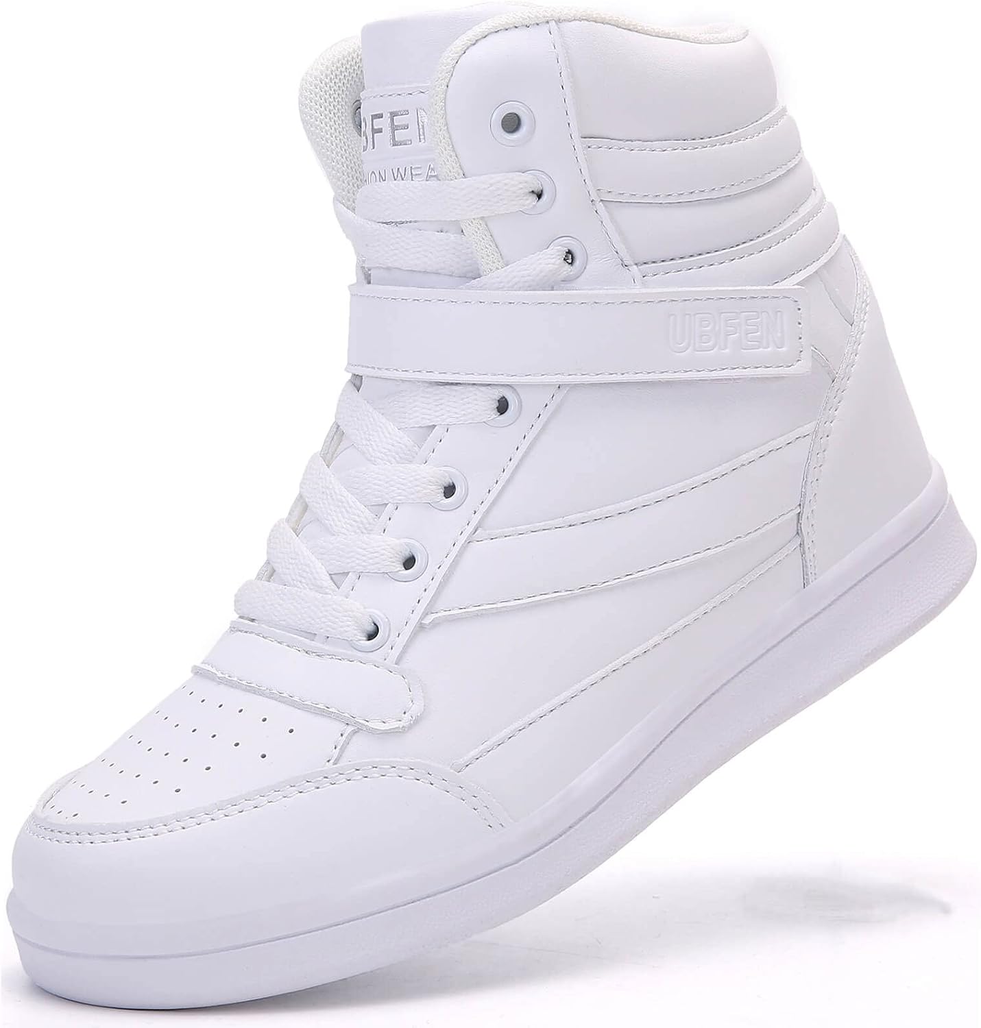 UBFEN Womens High Top Sneakers with Hidden Wedge Heel Ankle Support 2 Inch Height Increase 80s Retro Casual Boots - Image 7