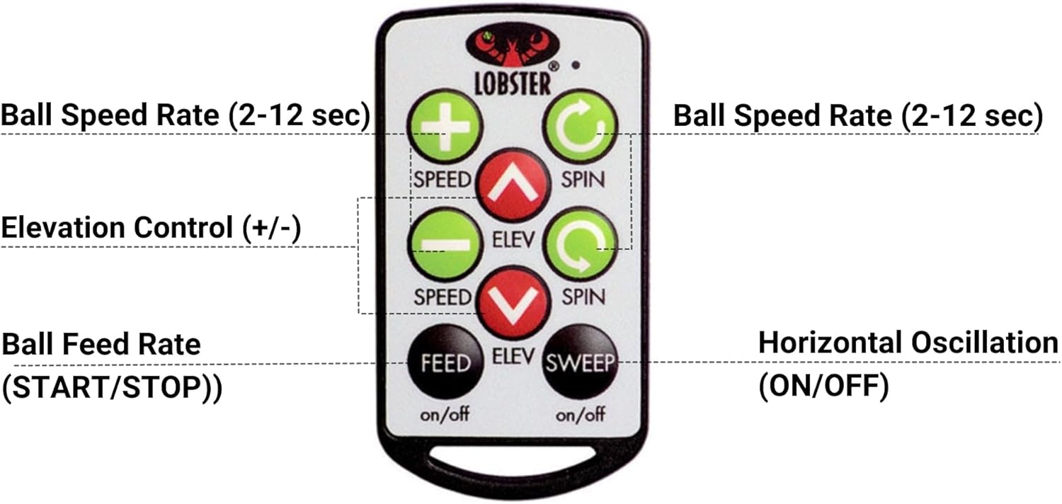 LOBSTER Sports Elite Tennis Ball Machine - Auto Portable Tennis Ball Launcher, Preloaded & Custom Drills, Spin Control, Lob Elevation Switch, Ball Speed (up to 80MPH), with Multi-Function Remote - Image 5