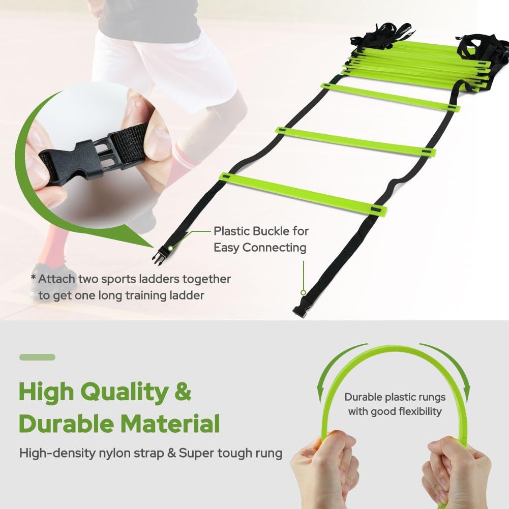 GHB Pro Agility Ladder Agility Training Ladder Speed 12 Rung 20ft with Carrying Bag - Image 2