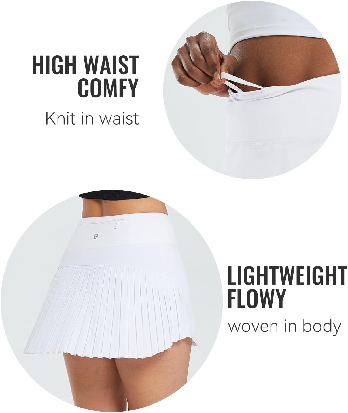 baleaf Women's Pleated Tennis Skirt Golf Skorts for Woman High Waisted Lightweight Athletic Shorts Pockets - Image 4