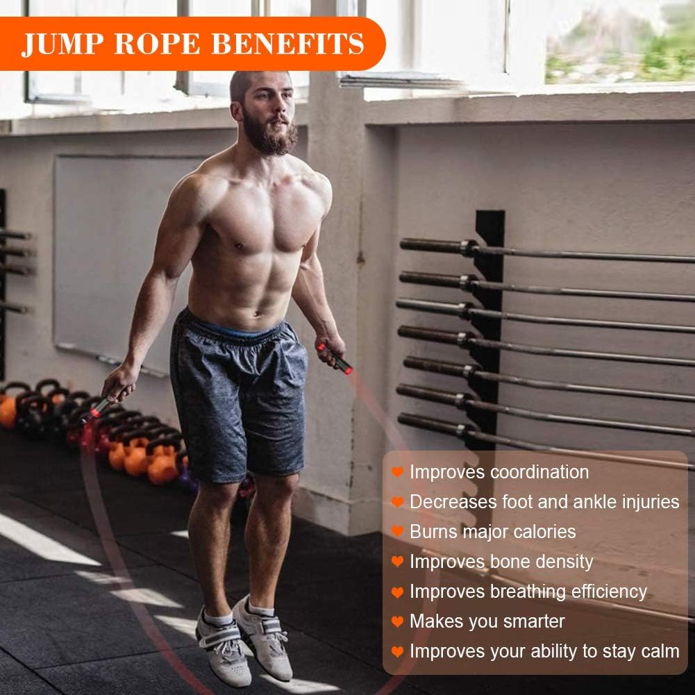 Redify Weighted Jump Rope for Workout Fitness(1LB), Tangle-Free Ball Bearing Rapid Speed Skipping Rope for MMA Boxing Weight-loss,Aluminum Handle Adjustable Length 9MM Fabric Cotton+9MM Solid PVC Rope - Image 7