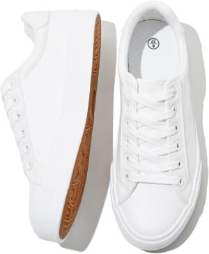 SERNIAL Womens White Tennis Shoes P...