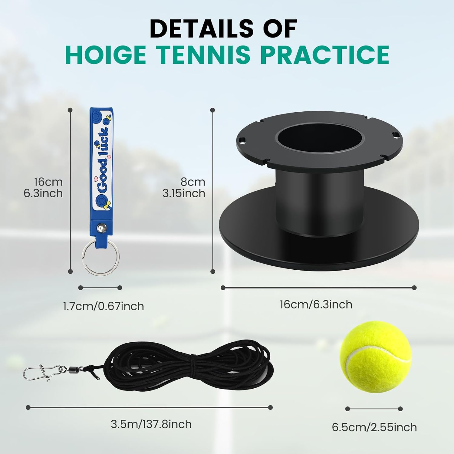 Tennis Trainer Metal Base, Portable Tennis Practice Rebounder with 3 High-Elastic String Balls, Prime Solo Tennis Trainer Tennis Ball Rebounder Outside for Adults Kids - Image 5