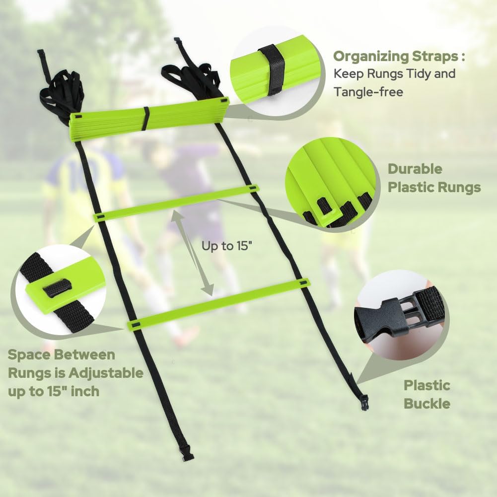 GHB Pro Agility Ladder Agility Training Ladder Speed 12 Rung 20ft with Carrying Bag - Image 3