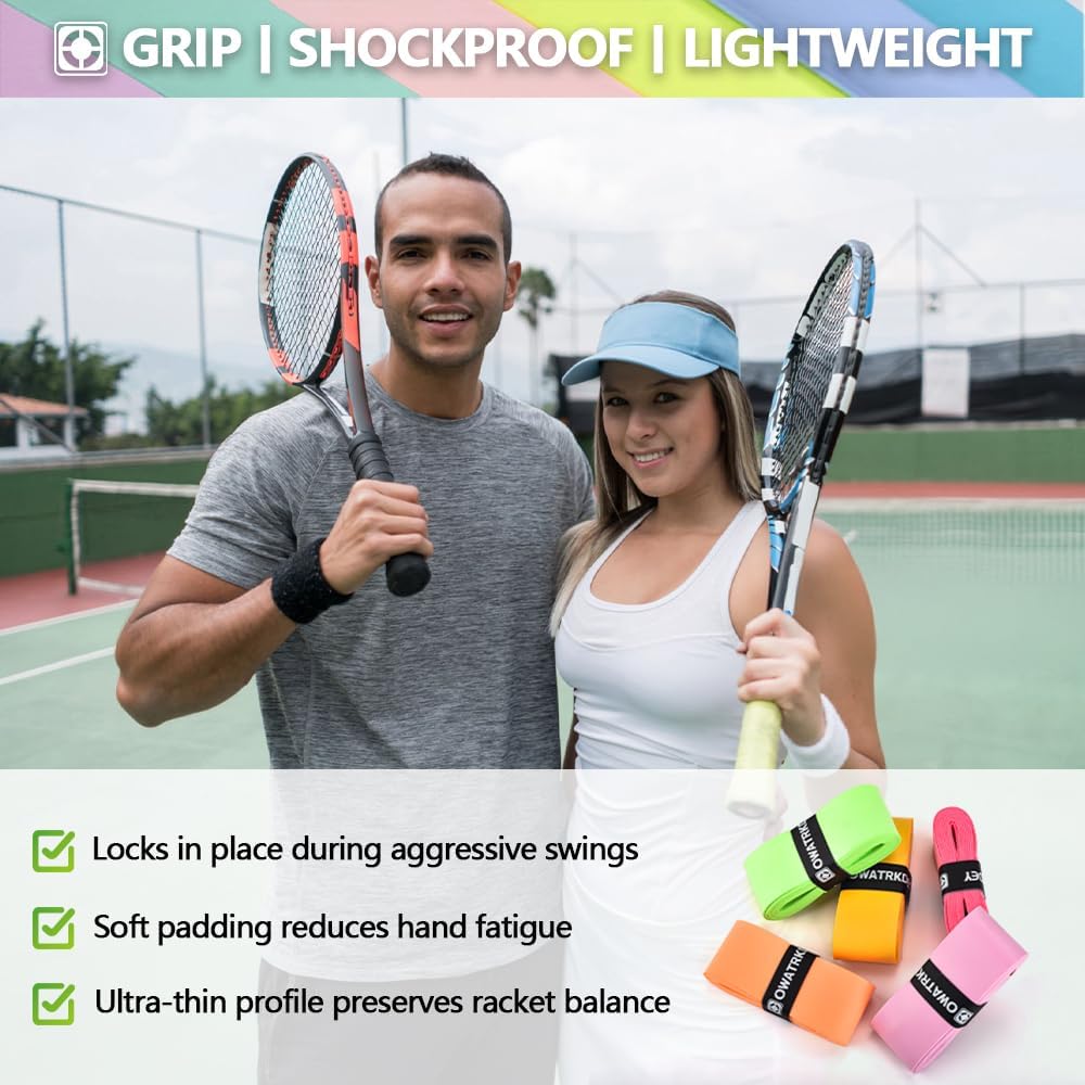 15 Pack Tennis Racket Grip Tape, Precut PU Anti-Slip Tennis Racquet Grip Tape with Dry Feel, Sweat Absorption, Comfortable Handle Overgrip Grip Wrap for Tennis/Badminton/Pickleball - Image 3