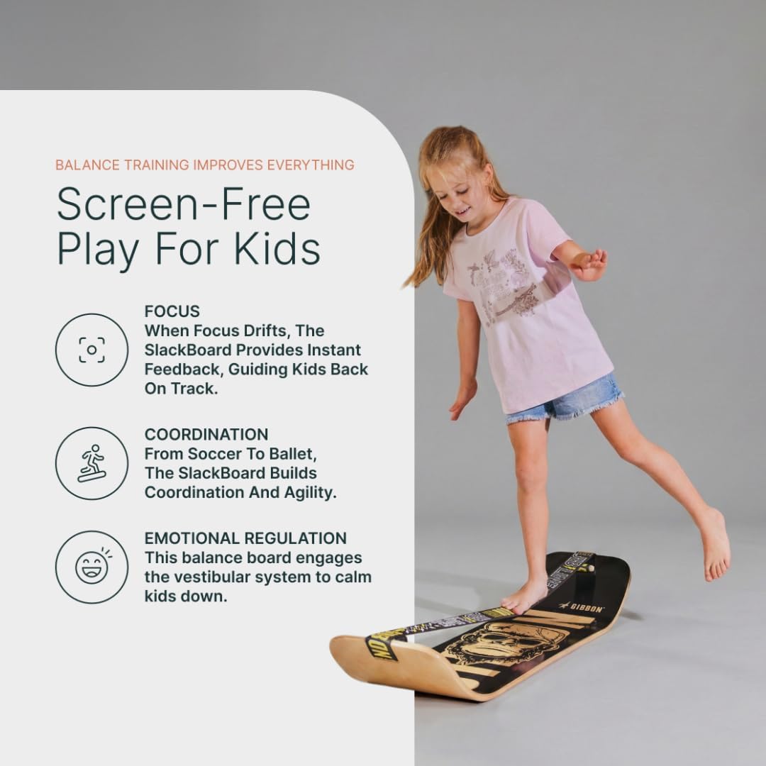 GIBBON SlackBoard - GiBoard Balance Board - Gift for Kids & Adults - 1 & 2 Line Options - Slackline Balance Trainer for Core Workouts, Standing Desk Exercise, Home Gym, Yoga & More - Image 5