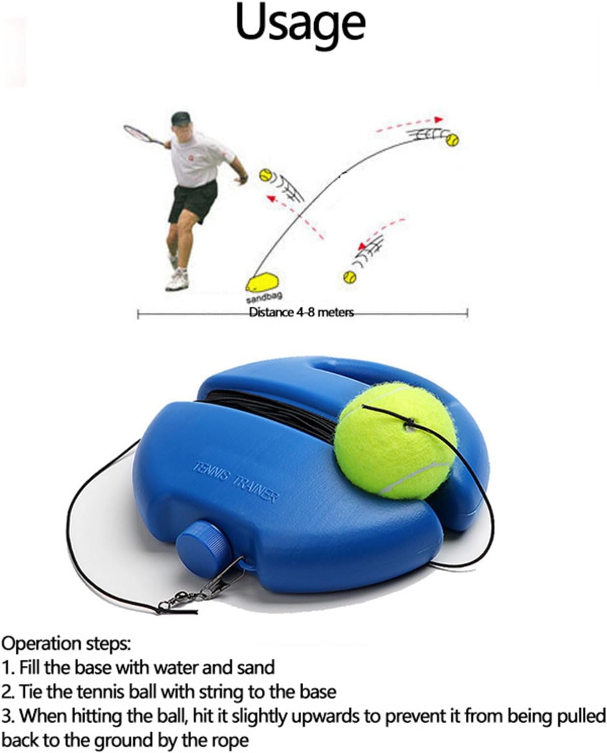Tennis Trainer Rebounds Ball Set - Self-Practice Portable Tennis Training Equipment - Blue - 1 Set, 1 Piece - Image 7