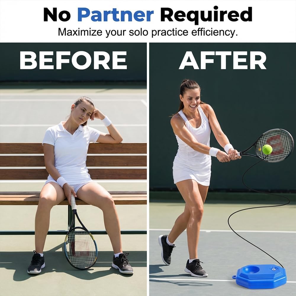 Wegodal Tennis Ball Training Baseboard, 2026 Upgrade Portable Tennis Trainer for Home use with Weighted Base, Portable Tennis Rebounder for Outdoor Backyard - Image 3