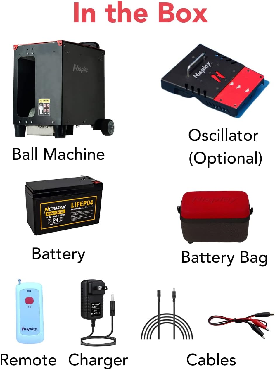 Portable Tennis Ball Machine (26lbs) - Dual Motor for TopSpin and Backspin, 80+ Balls, Max 68MPH, 4+ Hours Play with External Lithium Battery - Image 4