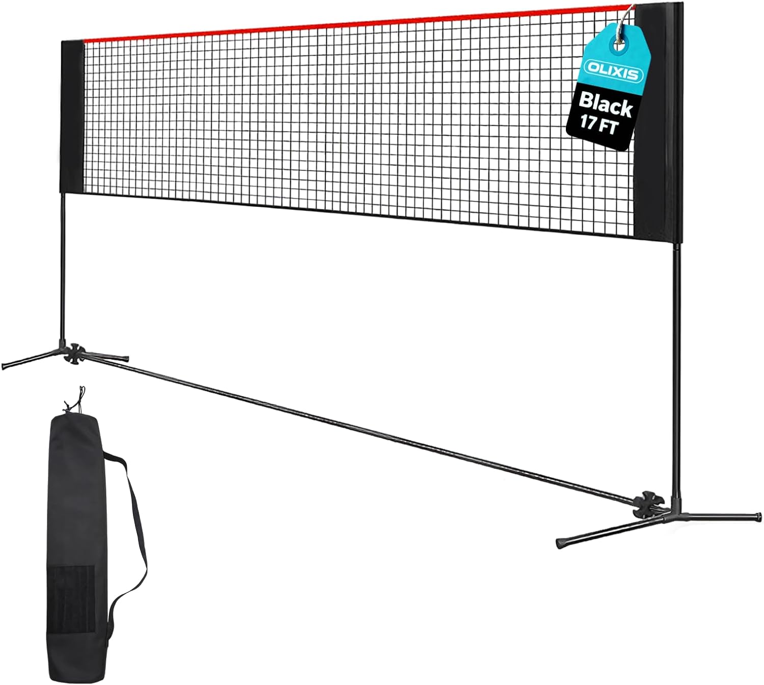 OLIXIS Portable Badminton Net, 2-5 FT Height Adjustable Volleyball Net, Badminton Net with Carry Bag, Volleyball Net, Pickball Net, Backyard Game Indoor Outdoor Use
