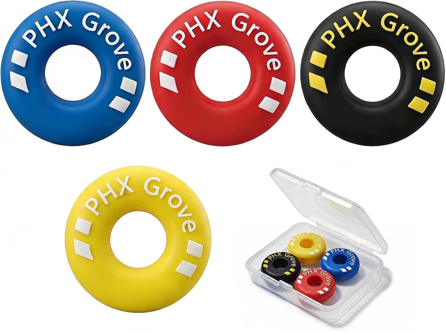 Tire-Shaped Tennis Dampener for Racket Strings with Storage Box | Silicone dampeners help reduce string vibration and improve racket feel during practice, matches and training