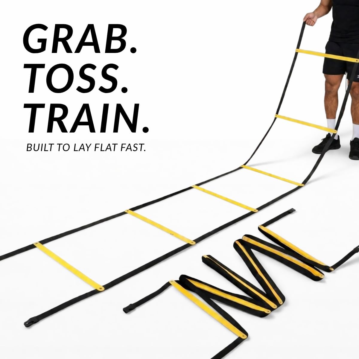 SOFTSOUL Tangle Free Agility Ladder, 12 Fixed Rungs, Heavy Duty Speed & Footwork Training Ladder for Football Soccer Basketball Drills, Portable Exercise Ladder for Kids, Youth & Adults - Image 3