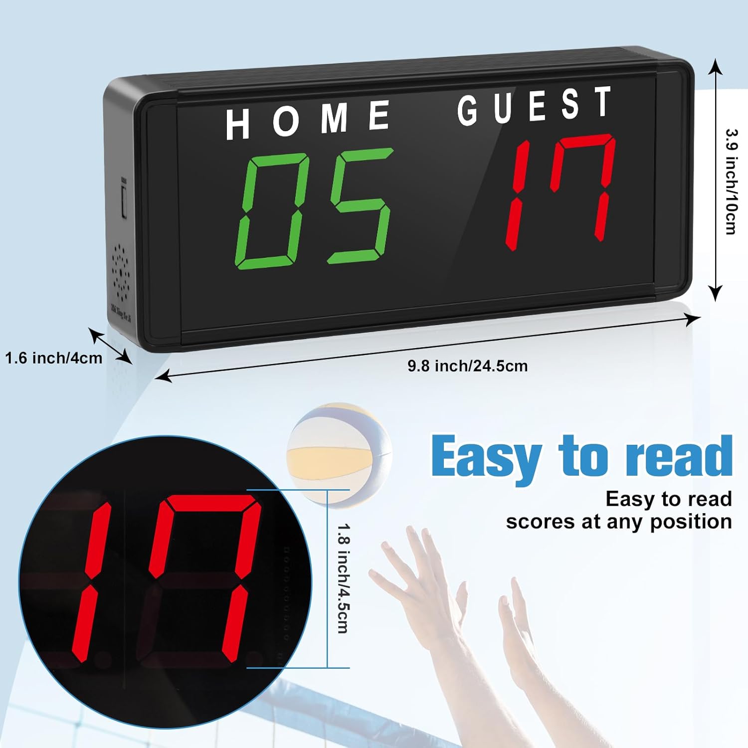 Samshow LED Electronic Scoreboard Digital Score Keeper with Remote & Tripod, Basketball Scoreboard with Shot Clock & Timer & 12/24h Real Time for Football/Corn Hole/ping Pong/Table Tennis - Image 2