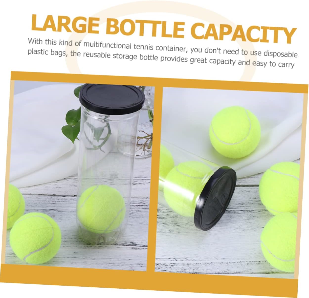 Toddmomy 6 Pcs Tennis Cylinder Clear Container Black Tennis Balls Container with Lid Tennis Saver Organizer for Garage Tennis Ball Storage Can Pvc Transparent Plastic Tennis Holder Portable - Image 4