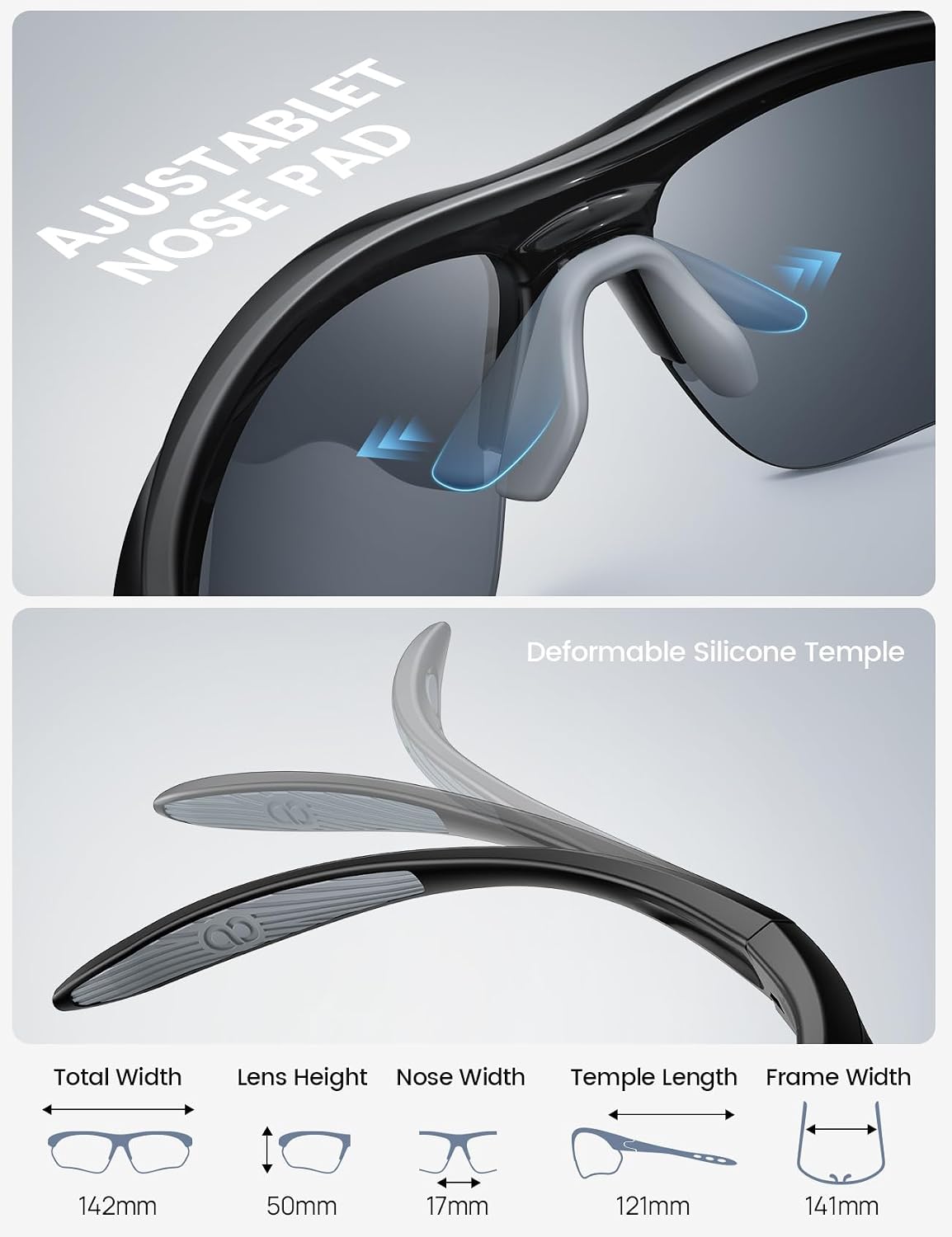 Lamicall 22g Polarized Sports Sunglasses for Men Women - UV400 Protection Sun Glasses for Running Cycling Baseball Driving - Image 6