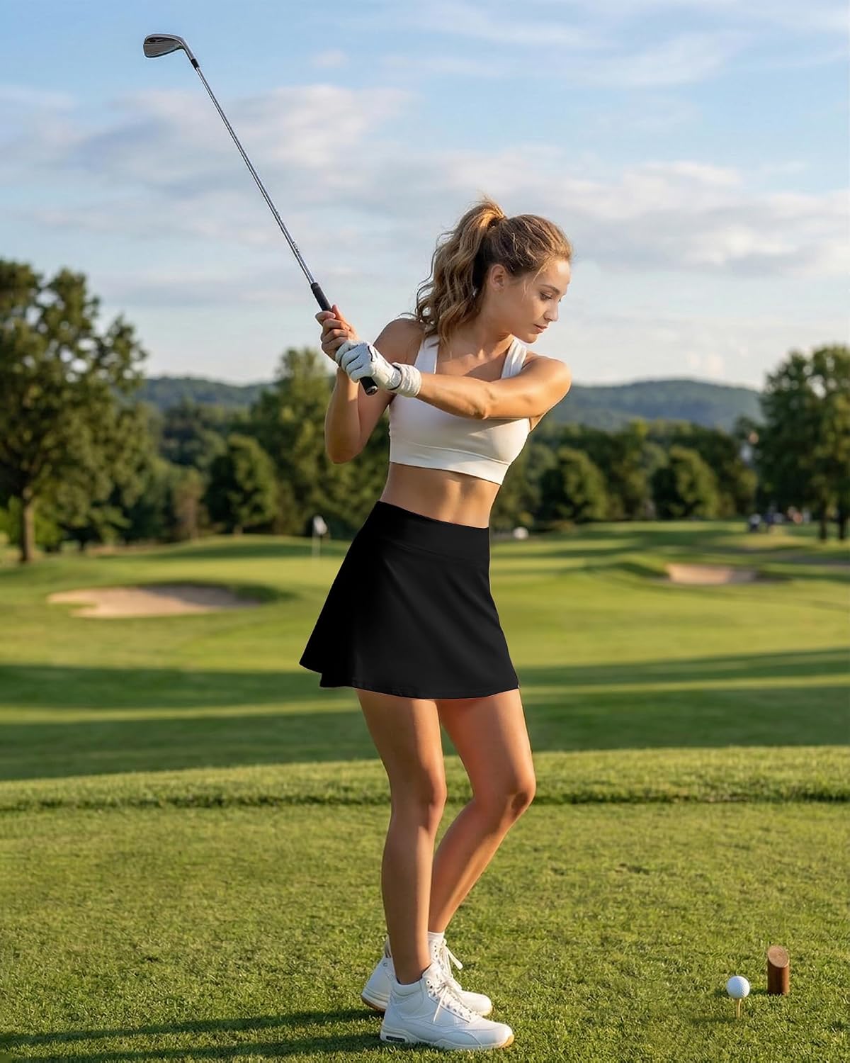DLOODA Skorts for Woman, Tennis Skirt with Pockets Shorts Golf Skort High Waisted Athletic Skirts Workout Pickleball - Image 4