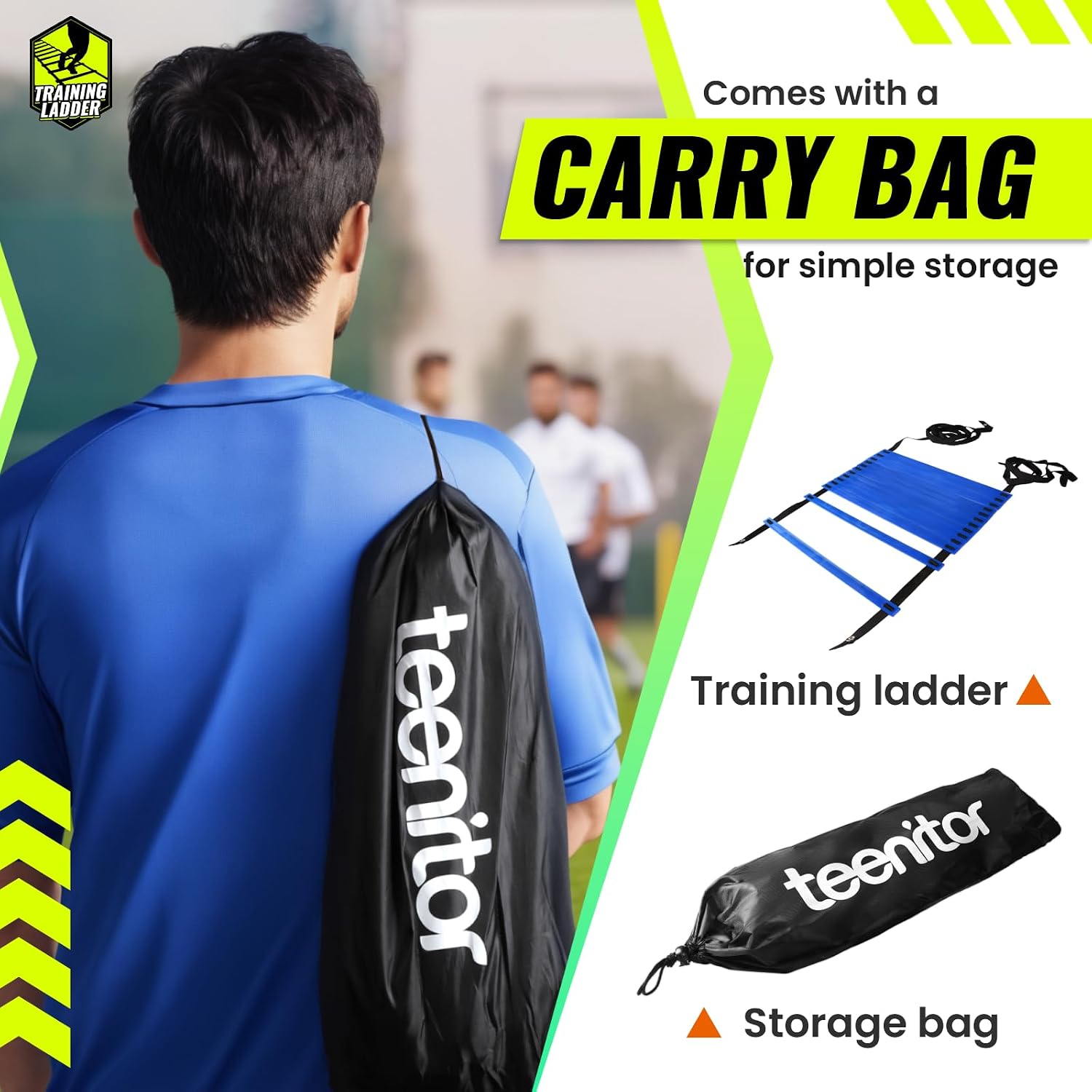 Teenitor Agility Ladder Speed Ladder Training Ladder for Soccer, Speed, Football Fitness Feet Training Carry Bag Agility Training Equipment 13 rungs, 23 feet - Image 4