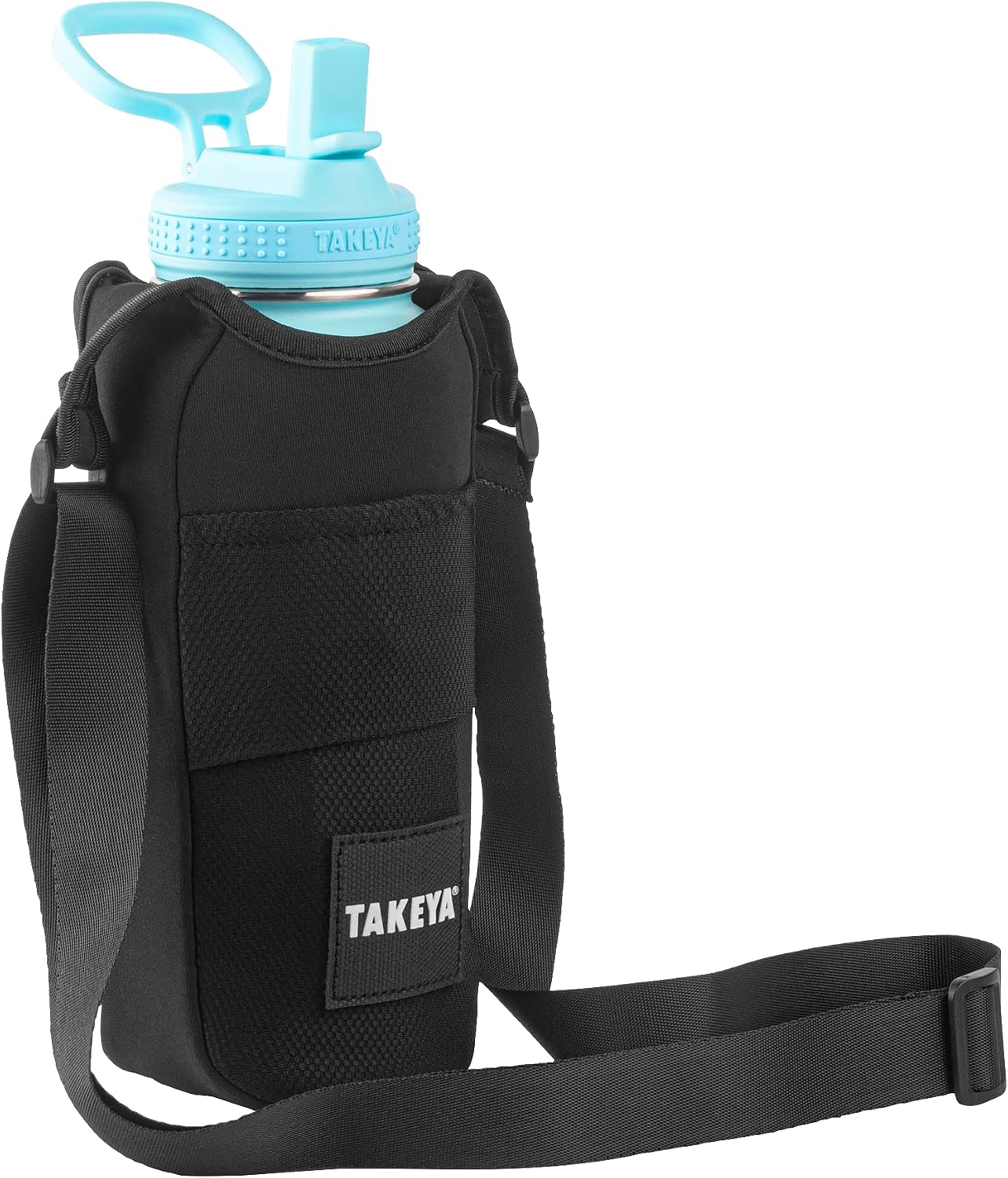 Takeya Hydrotex Easy Grip Bottle Sling - Water Bottle Carrier with Strap & Pockets - Bag Fits 32 oz & 40 oz Bottles - Great for Pickleball & Tennis Courts - Durable Bottle Bag with Carabiners - Image 2