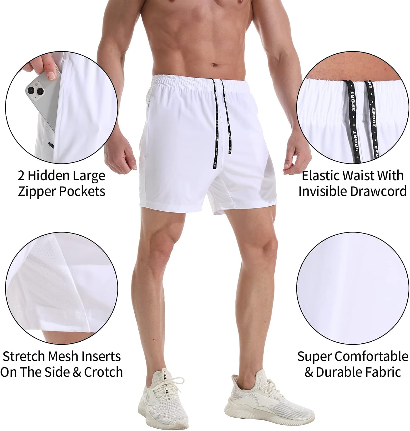 VPOS Gym Shorts for Men 5 Inch - Lightweight Mens Athletic Shorts Quick Dry Workout Running Shorts with Zipper Pockets - Image 4