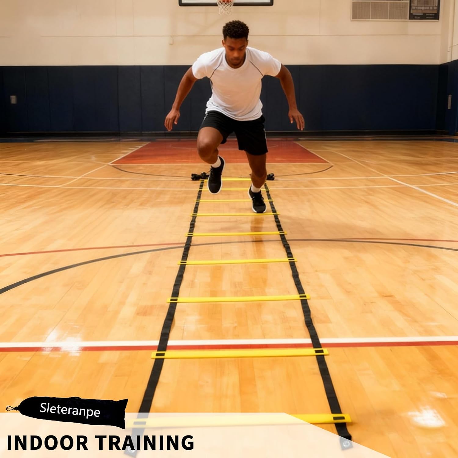 20ft Adjustable Agility Ladder | Speed Ladder for Soccer, 12 Adjustable Rungs, Durable, Carry Bag & Straps, Yellow, Footwork Training for Athletes - Image 7