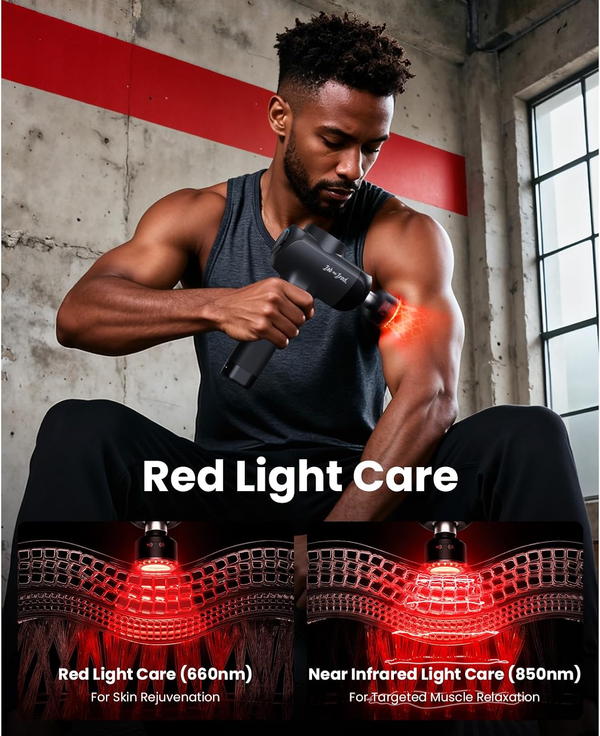 BOB AND BRAD X6 Ultra Massage Gun with Heat and Infrared Light, Metal Head, Professional Percussion Deep Tissue Muscle Massager Gun for Athletes with 6 Replacements - Image 3