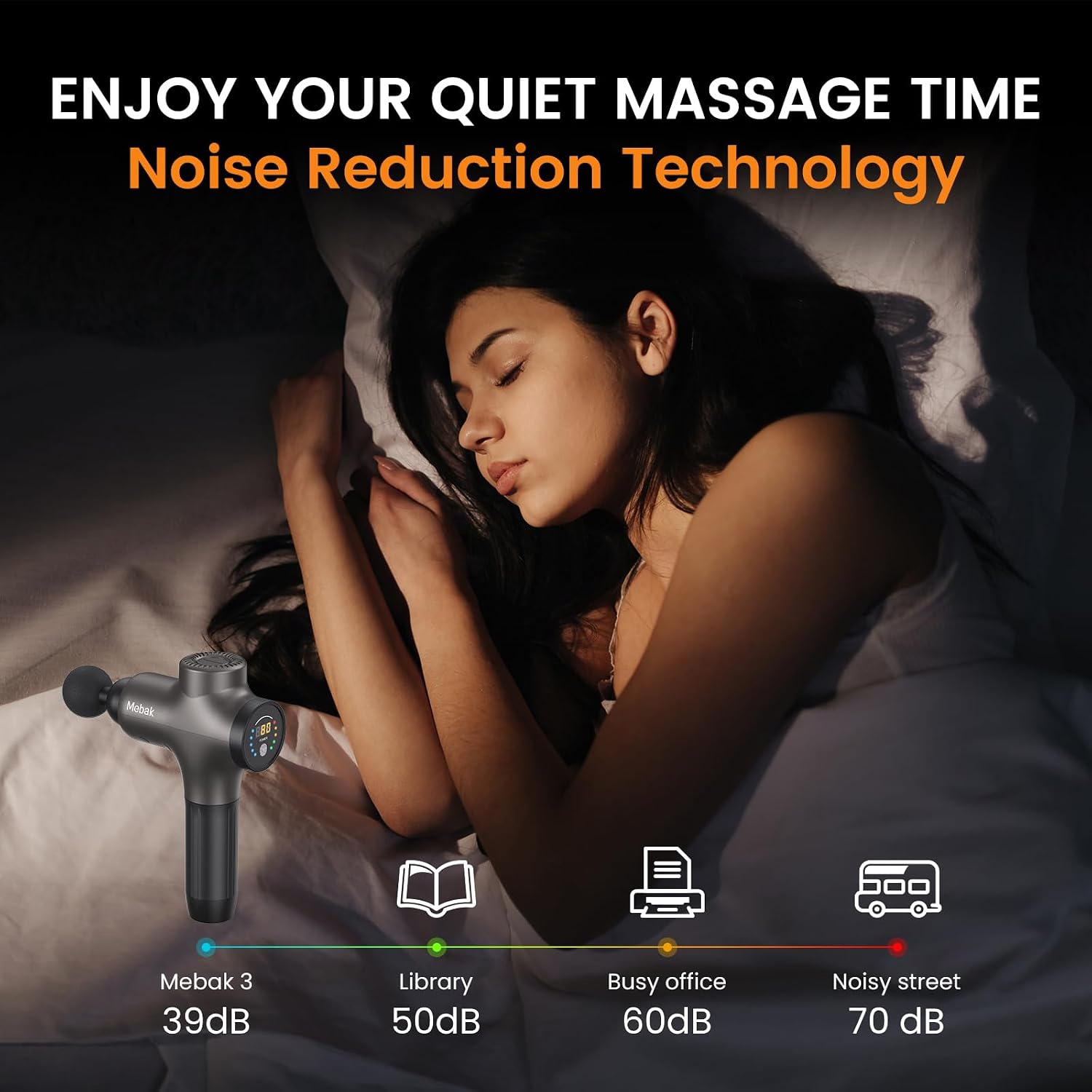 Mebak 3 Massage Gun, Massage Gun Deep Tissue for Athletes, Professional Muscle Percussion Massager, Massager for Shoulder Leg Back Body Pain Relief, Quiet Portable Sport Tool, Gifts for Him - Image 7