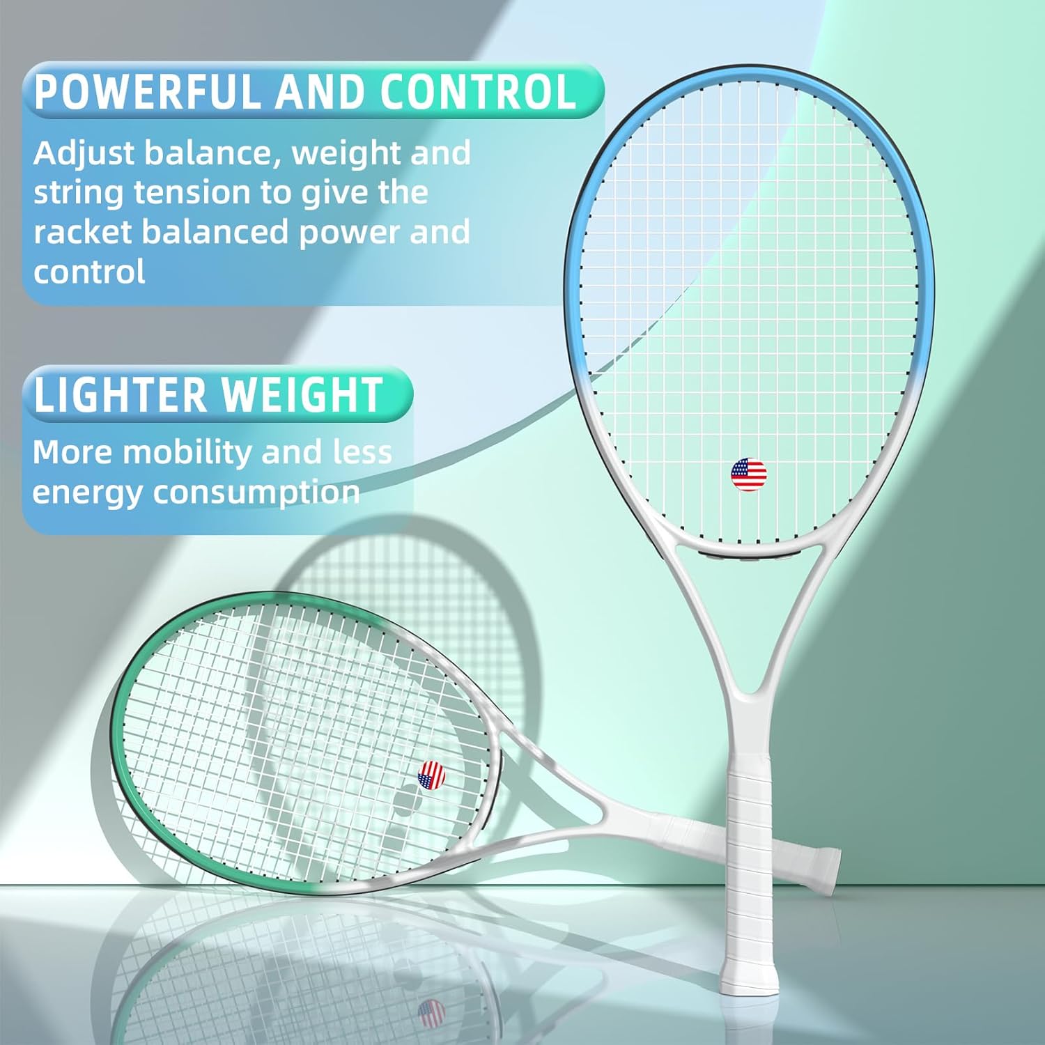 Adult 2 Player Tennis Racket Perfect for Beginner and Professional Players, 27” Speed Tennis Racquet Include Tennis Balls, Overgrips, Tennis Bag, Vibration Dampe, Cover - Image 5