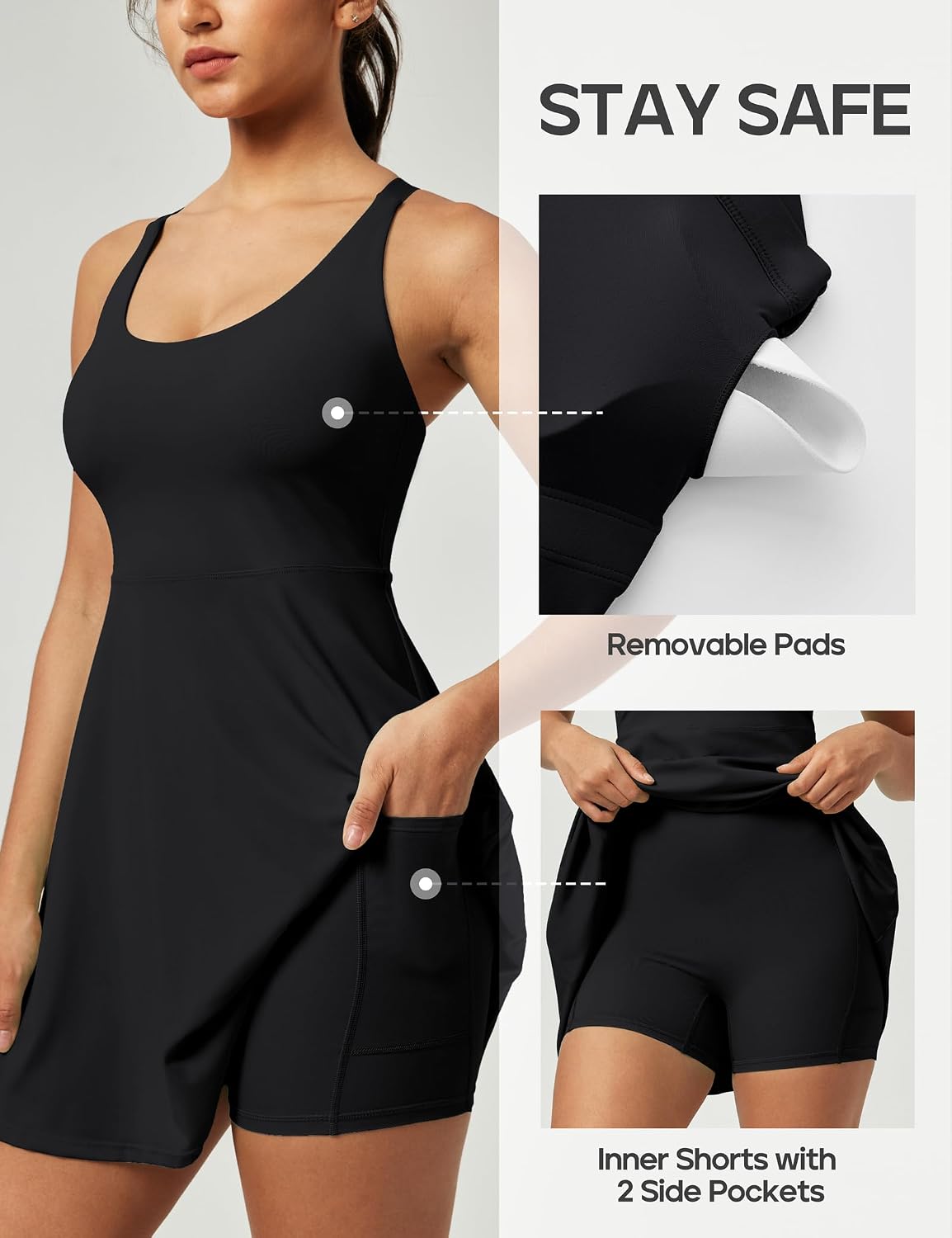 Heathyoga Tennis Dresses for Women Athletic Dress with Shorts Underneath Workout Dress with Pockets Summer Golf Outfits - Image 6