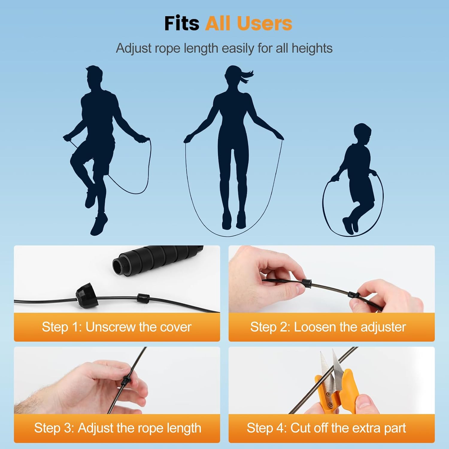 Jump Rope,Tangle-Free Rapid Speed Jump Rope with Ball Bearings for Men,Women and Kids,Adjustable Steel Skipping Rope with Ergonomic Foam Handles,A Ideal Equipment and Accessories for Workout,Fitness,Exercise,Home Gym,Slim Body - Image 7