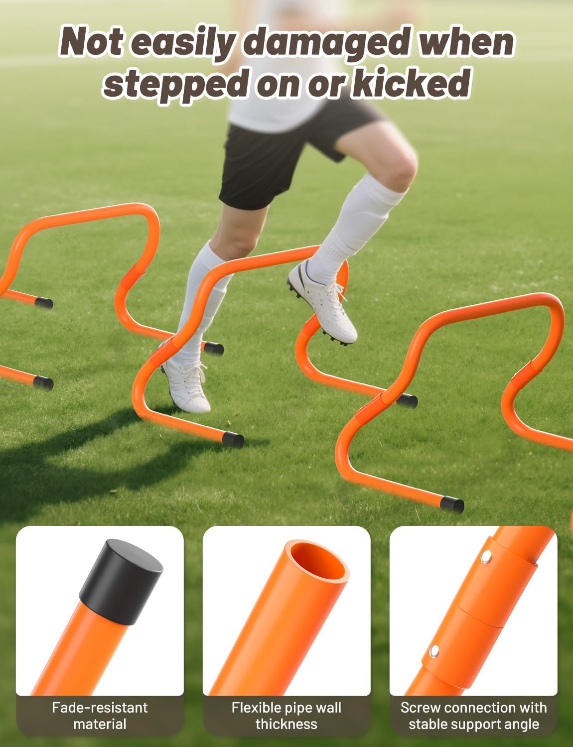 GHB Agility Hurdles Adjustable 8.3"&12.6" Speed Training Equipment Set | Foldable, Sturdy, Drill Guide &Carry Bag Included, For Amateur & Athletes, Soccer & Basketball - Image 4