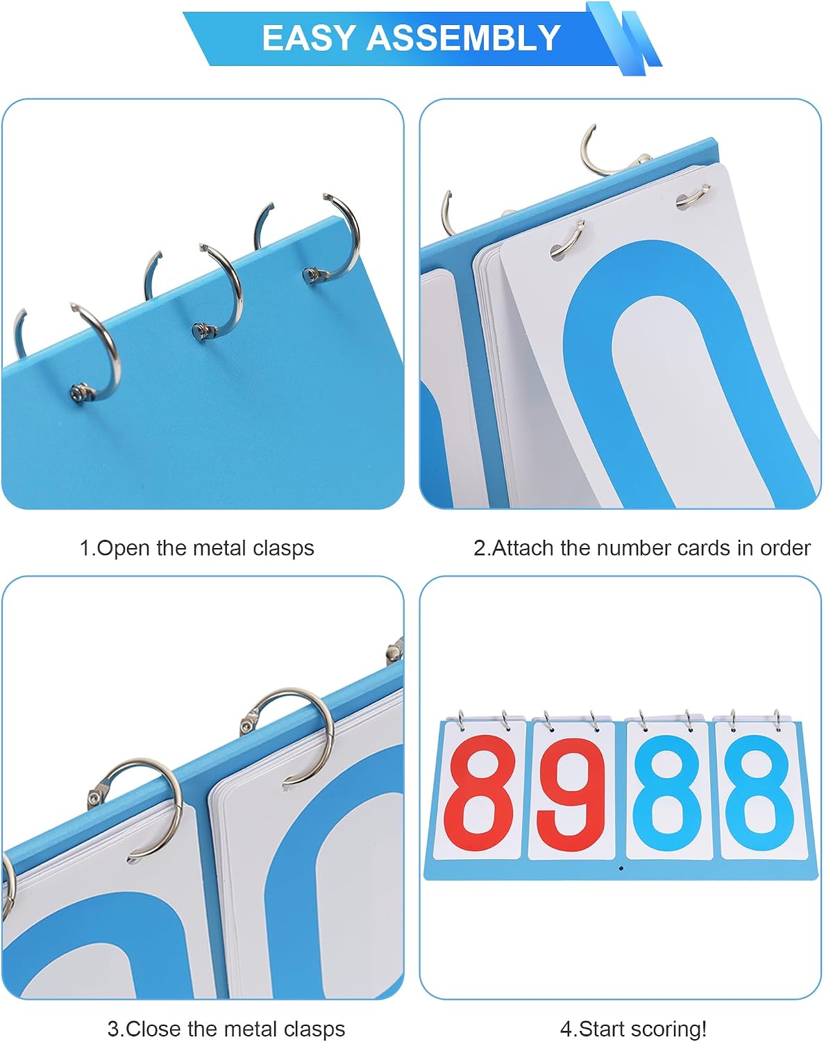 Scoreboard Score Keeper Flip Flipper, Waterproof Plastic Cards, Premium Manual Score Board for Cornhole, Basketball, Volleyball, Table Tennis and Multi-Sport Games - Image 2