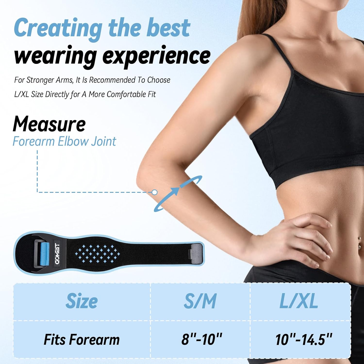 Tennis Elbow Brace for Men and Women, Elbow Support Brace with Dual Gel Pads, Adjustable Breathable Elbow for Tennis Golf Workout, Fits Forearm 8''-10'' Blue S/M - Image 6