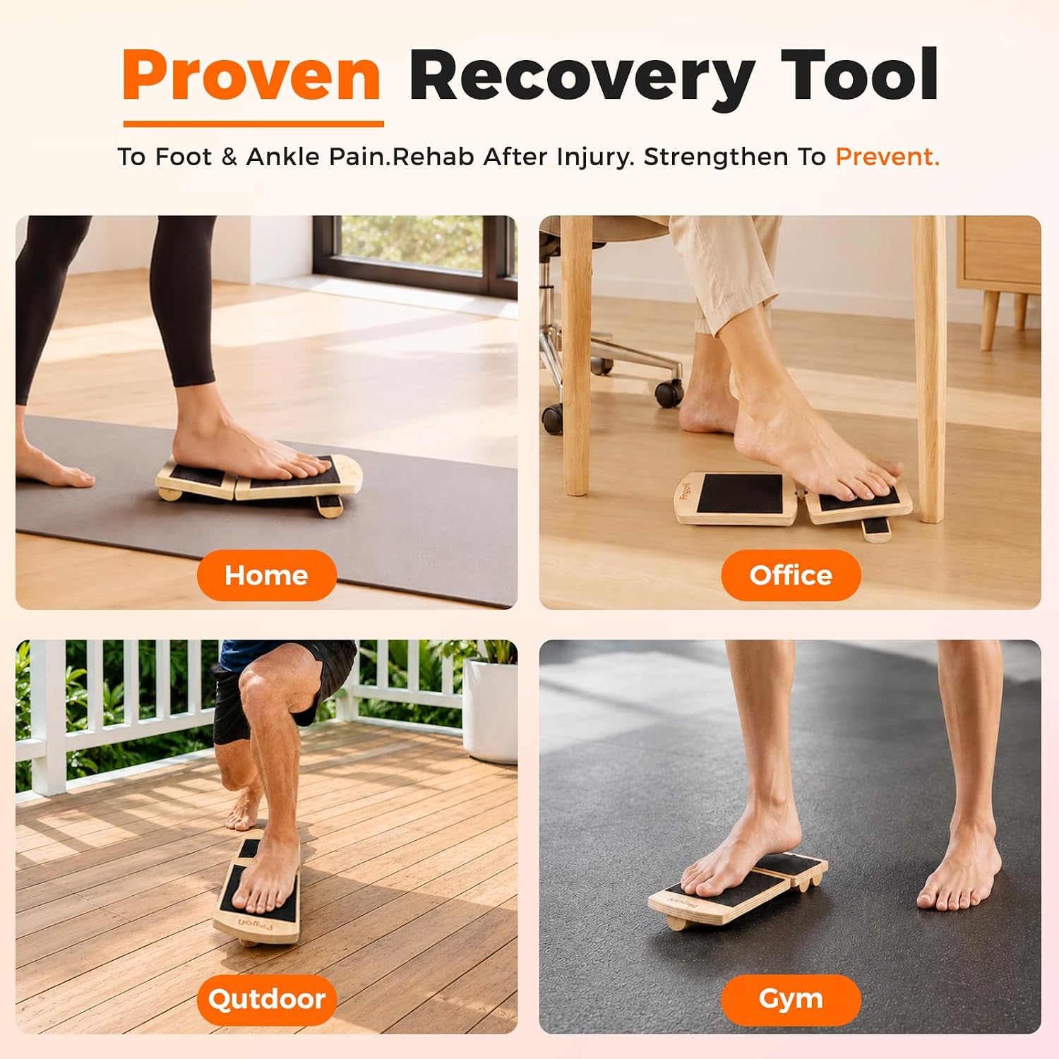 Balance Board for Ankle Strengthening & Physical Therapy - Adjustable Single Leg Board for Recovery from Sprains, Plantar Fasciitis | Stability Trainer with Video Guide and Carry Bag - Image 6