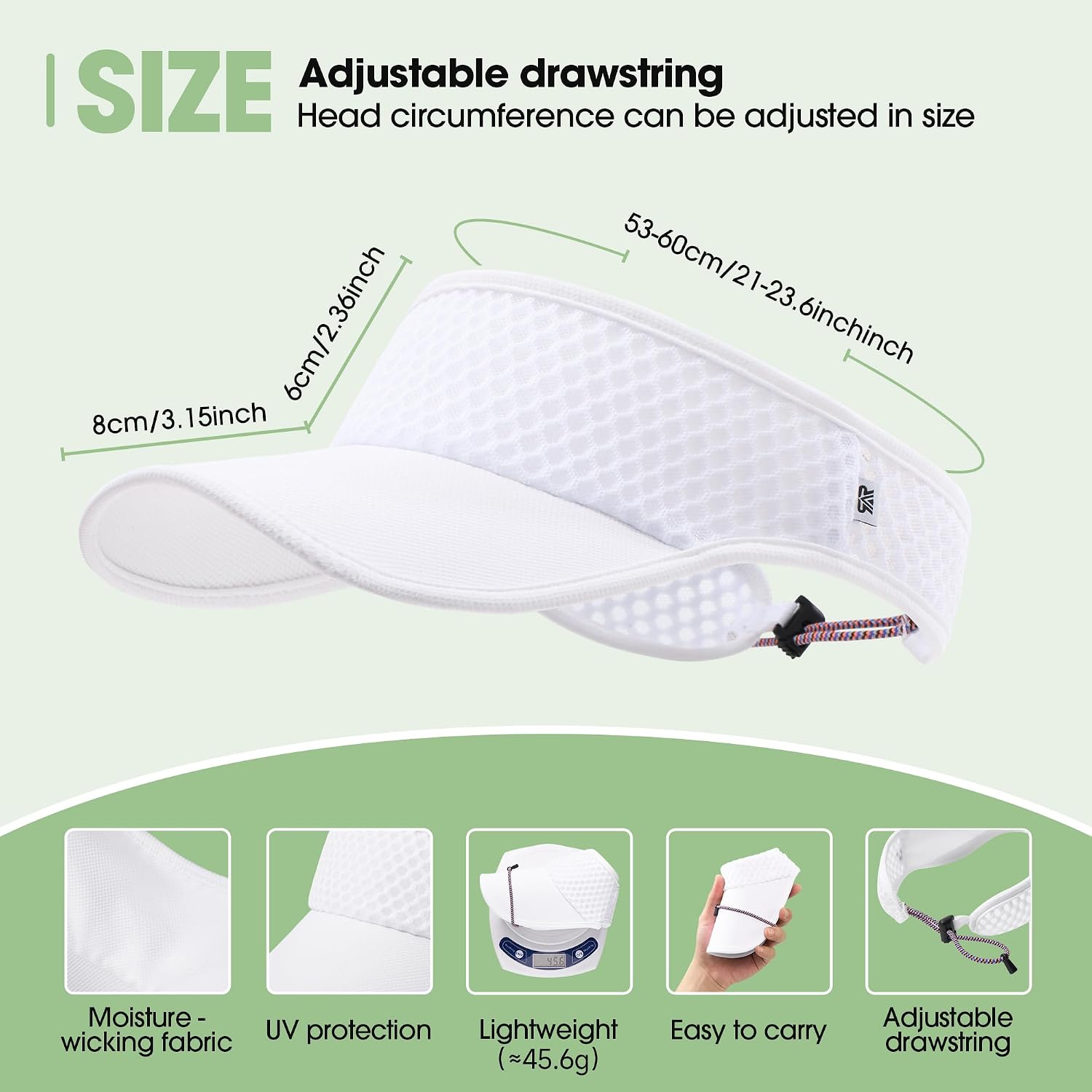 Sun Visors for Women Men Lightweight Adjustable Sun Hat Sunvisor for Golf Running Tennis - Image 5
