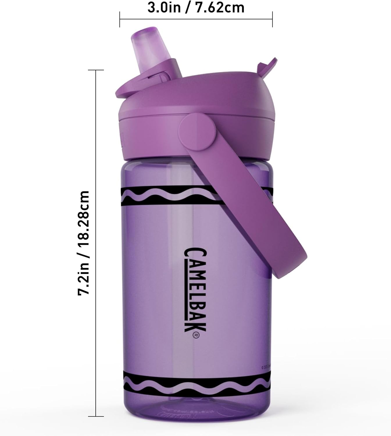 CamelBak Crayola Flip Straw Kids Water Bottle with Bite Valve, Tritan Renew Design for School and Everyday Use, 14oz, Violet - Image 3