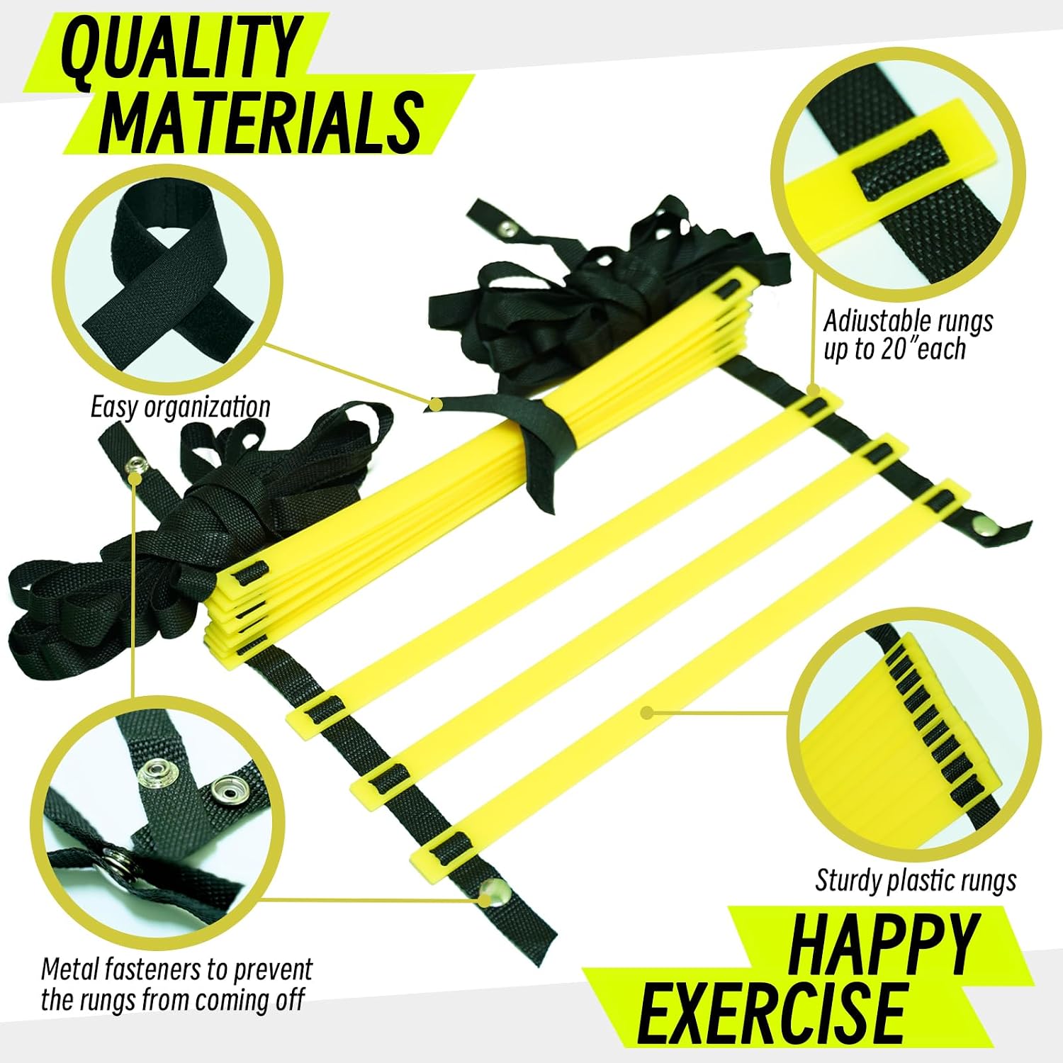 20ft Adjustable Agility Ladder with Carry Bag Training Equipment for Footwork Drills | Football Training Equipment & Speed Ladder for Soccer, Basketball – Fitness Feet Training - Image 3