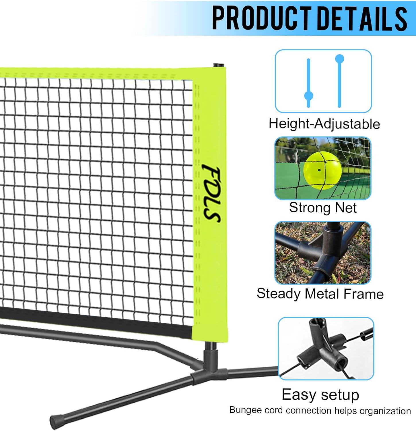 FDLS 10FT Portable Badminton Pickleball Net with Carry Bag for Indoor Outdoorl Height Adjustable| Easy Set up - Image 3