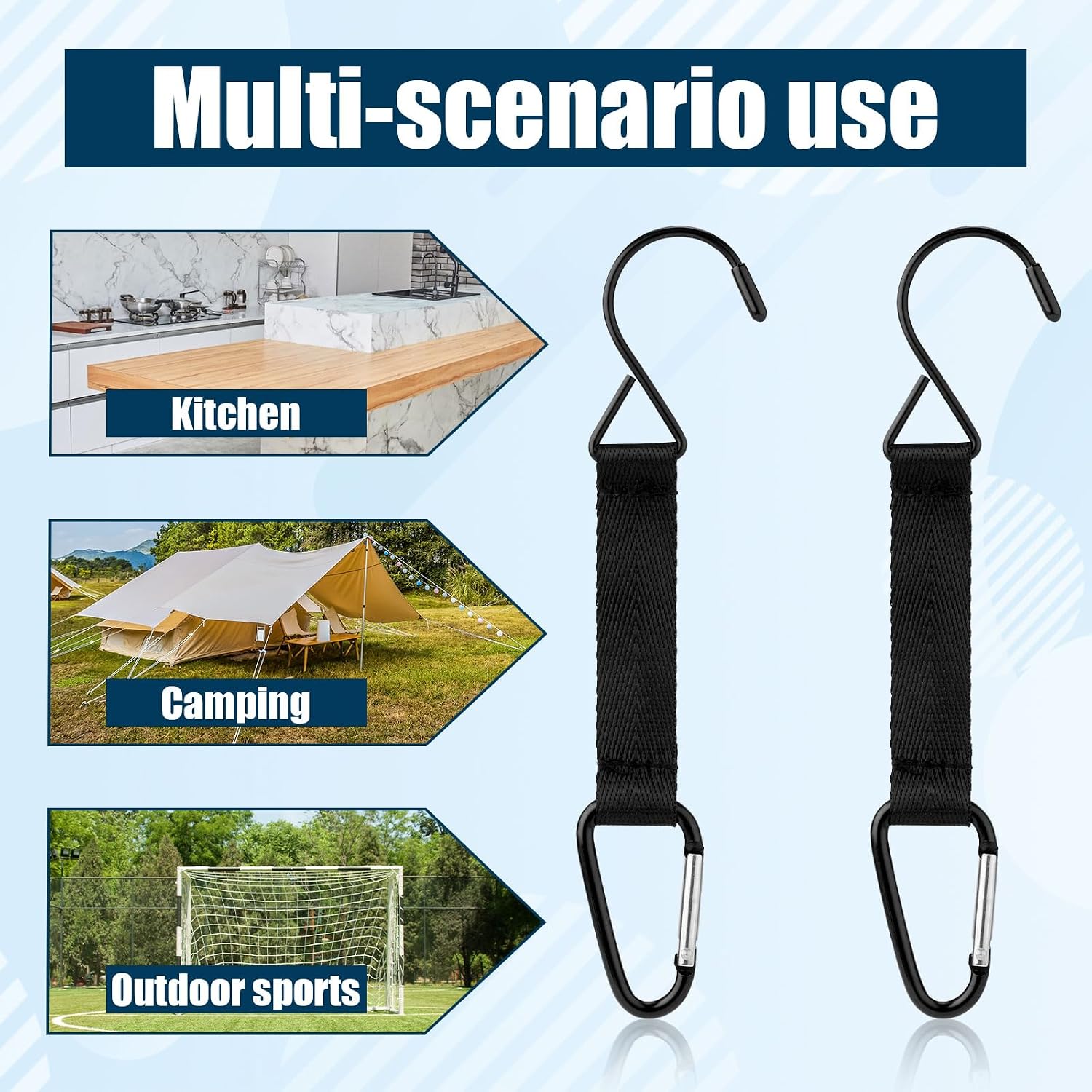 XIHIRCD Fence Hooks, Fence Clips for Backpacks Water Bottles Nylon Aluminum Buckle Hanging Carabiner Clips Multifunctional - Image 3