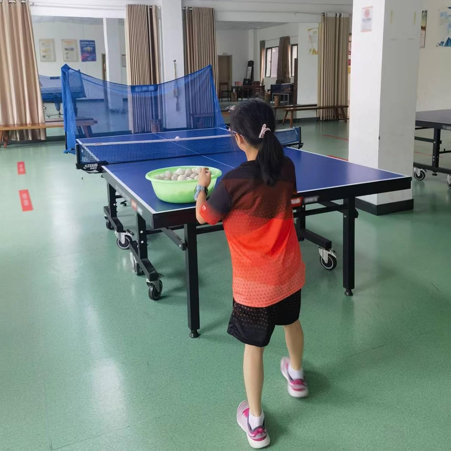 ERRULAN Large Ping Pong Practice Net with Wheels, Foldable Table Tennis Ball Catch Net Equipments for Adults & Kids, Indoor Outdoor Teen Activities - Multi-Ball Training(2m/78.74 in/6.56 ft) - Image 2