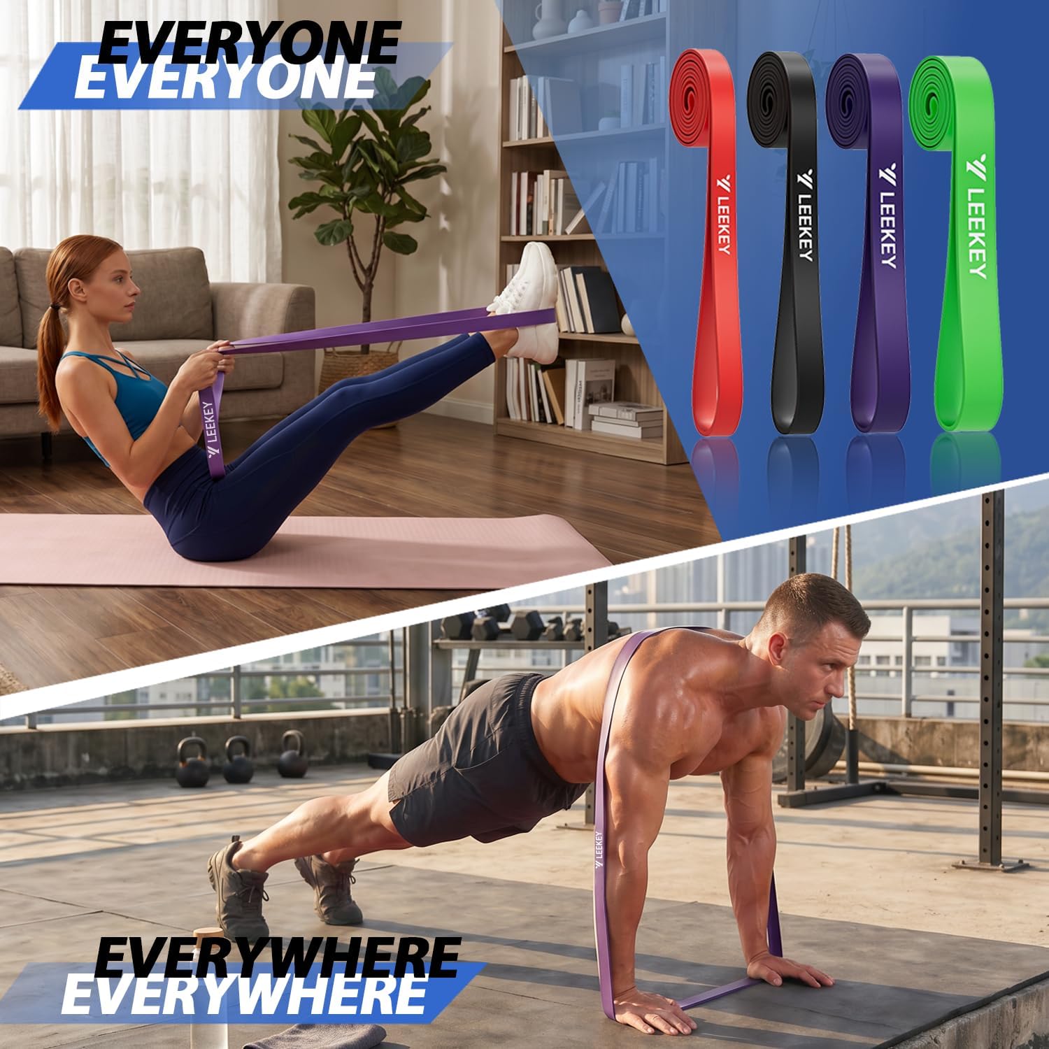 LEEKEY Pull Up Assistance Bands,Muit Levels Resistance Bands for Senior/Adults,Exercise Bands with Door Anchor, Strength Bands for Fitness Training, Physical Therapy,Home Gym Workouts - Image 6