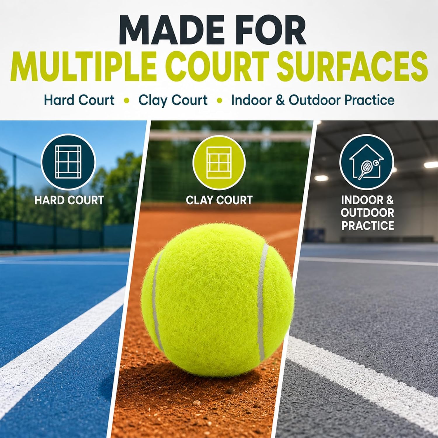 INSUM Bulk Tennis Balls, 12 Pack Extra Duty Practice Balls with Mesh Bag | High Bounce Rubber Core, Soft Felt, Beginner Practice, Dog Fetch Training, Outdoor Play - Image 7