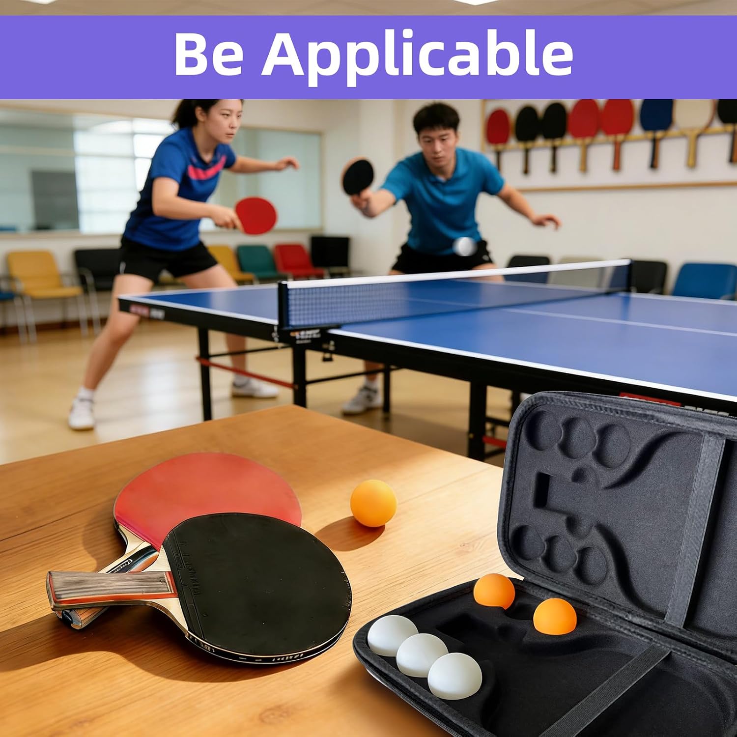 Table Tennis Paddle Case with 6 Table Tennis, Case Fits for 2 Paddles and 6 Balls, Cyber Shape Hard Cover Large Capacity Container Bag, Waterproof and shockproof - Image 6