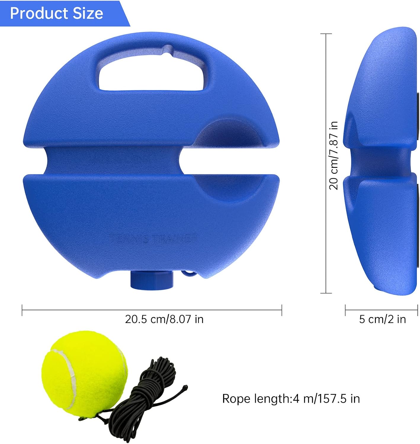 Tennis Trainer Rebound Ball with 3 String Balls, Portable Tennis Training Tool Suitable for Beginners Sport Exercise-Blue - Image 4