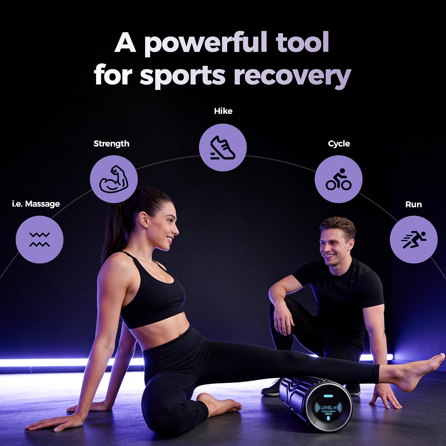 Vibrating Foam Roller with Smart APP Control, 5-Speed Electric Deep Tissue Massage Roller for Back Pain Relief, Muscle Recovery, Physical Therapy, Yoga, Neck, Leg Pain - Rechargeable & Portable - Image 9