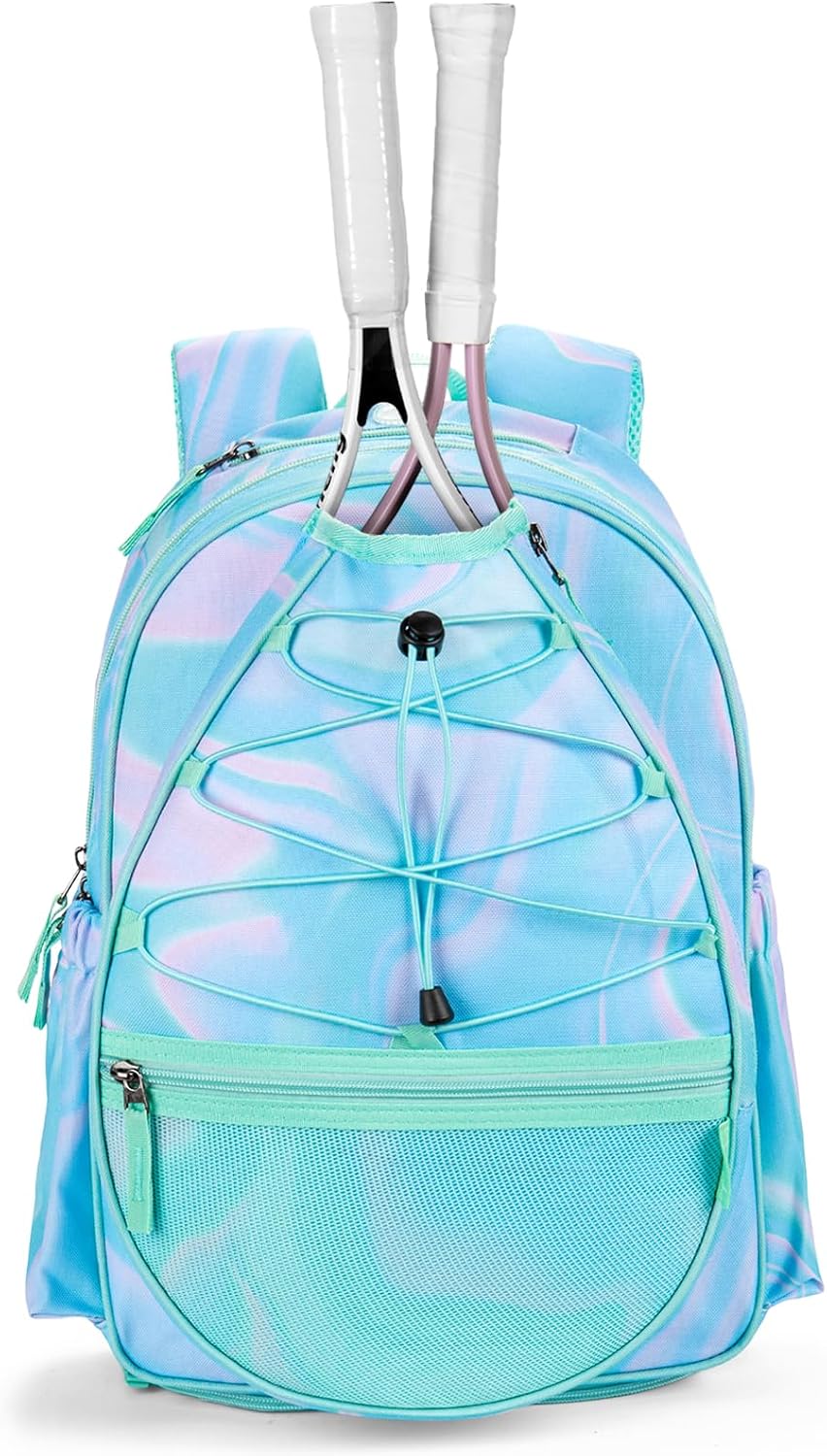 Choco Mocha Kids Tennis Bag, 16 Inch Youth & Junior Tennis Backpack with Shoe Compartment, Holds 2 Rackets (21–23 Inch)